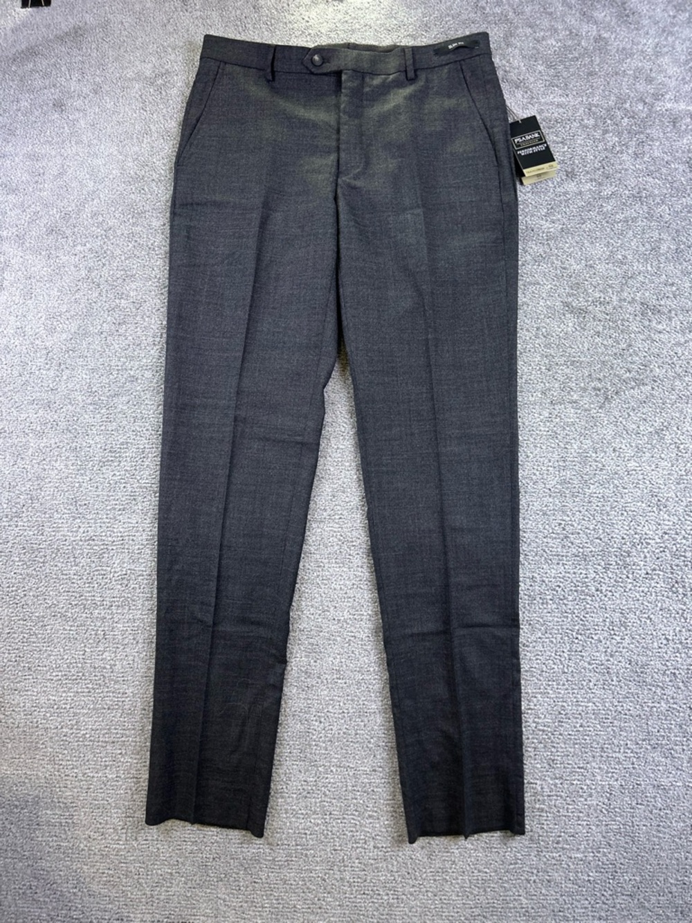 Jos A Bank Traveler Tech Pants Performance Slim Fit Gray Sz 35R Unhemmed Wool